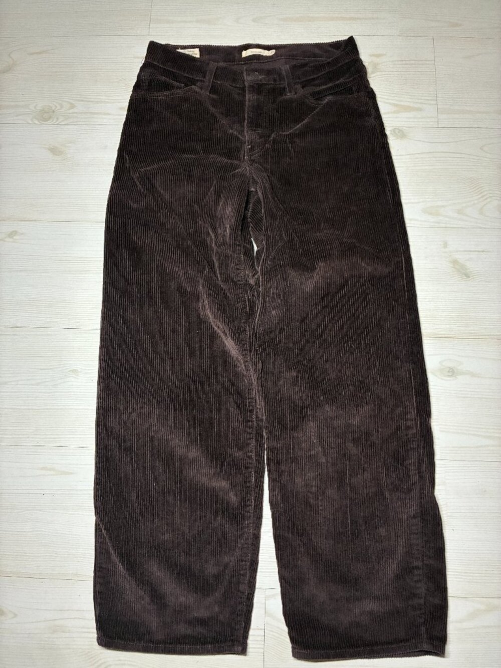 Levi's Premium Baggy Dad Corduroy Pants Brown Mole Wide Leg Size 27 W A3494-003